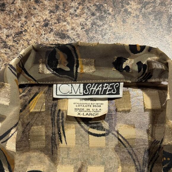 Vintage CM Shapes Top Sheer Floral Cottage Boho Y2K Grunge Romantic Button Up XL - Picture 3 of 5